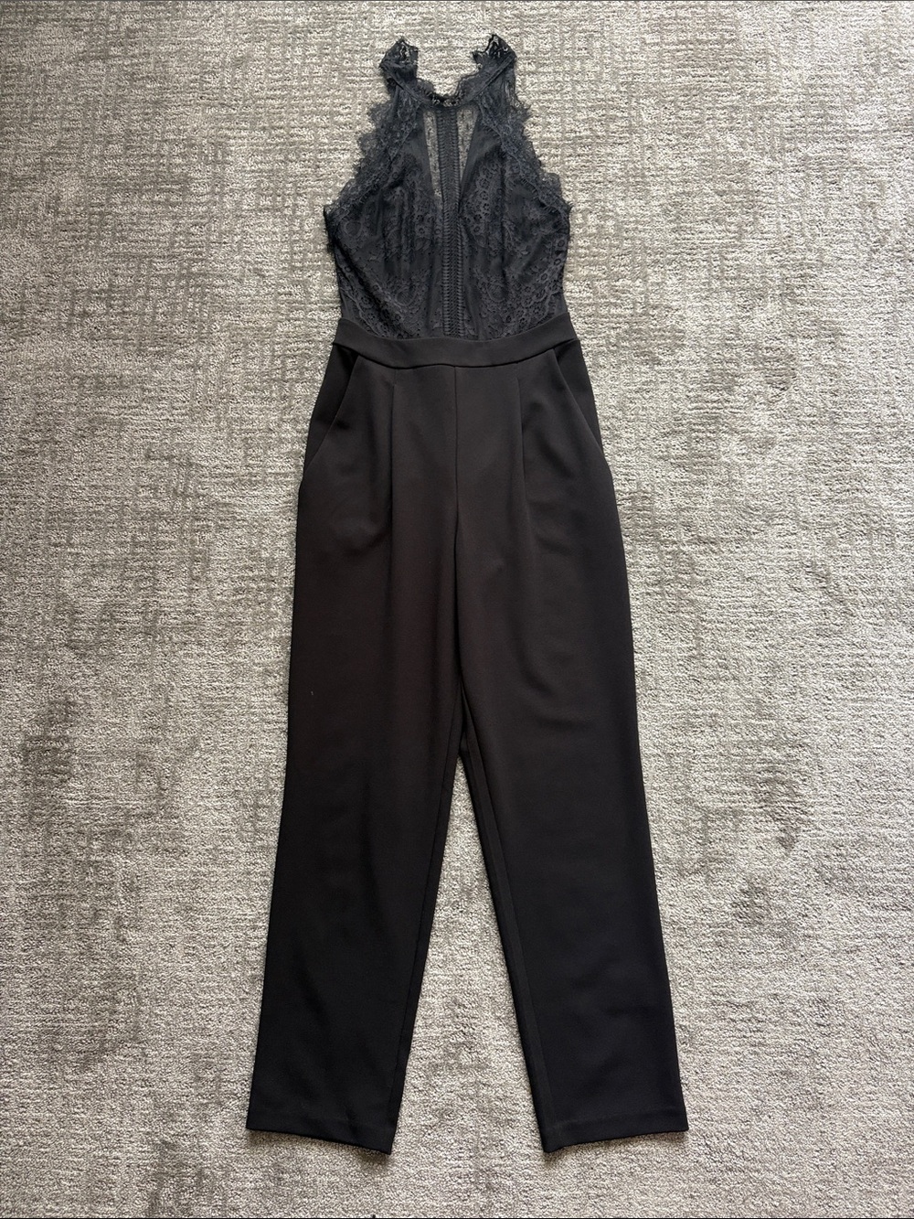 Express Black Lace Halter Jumpsuit